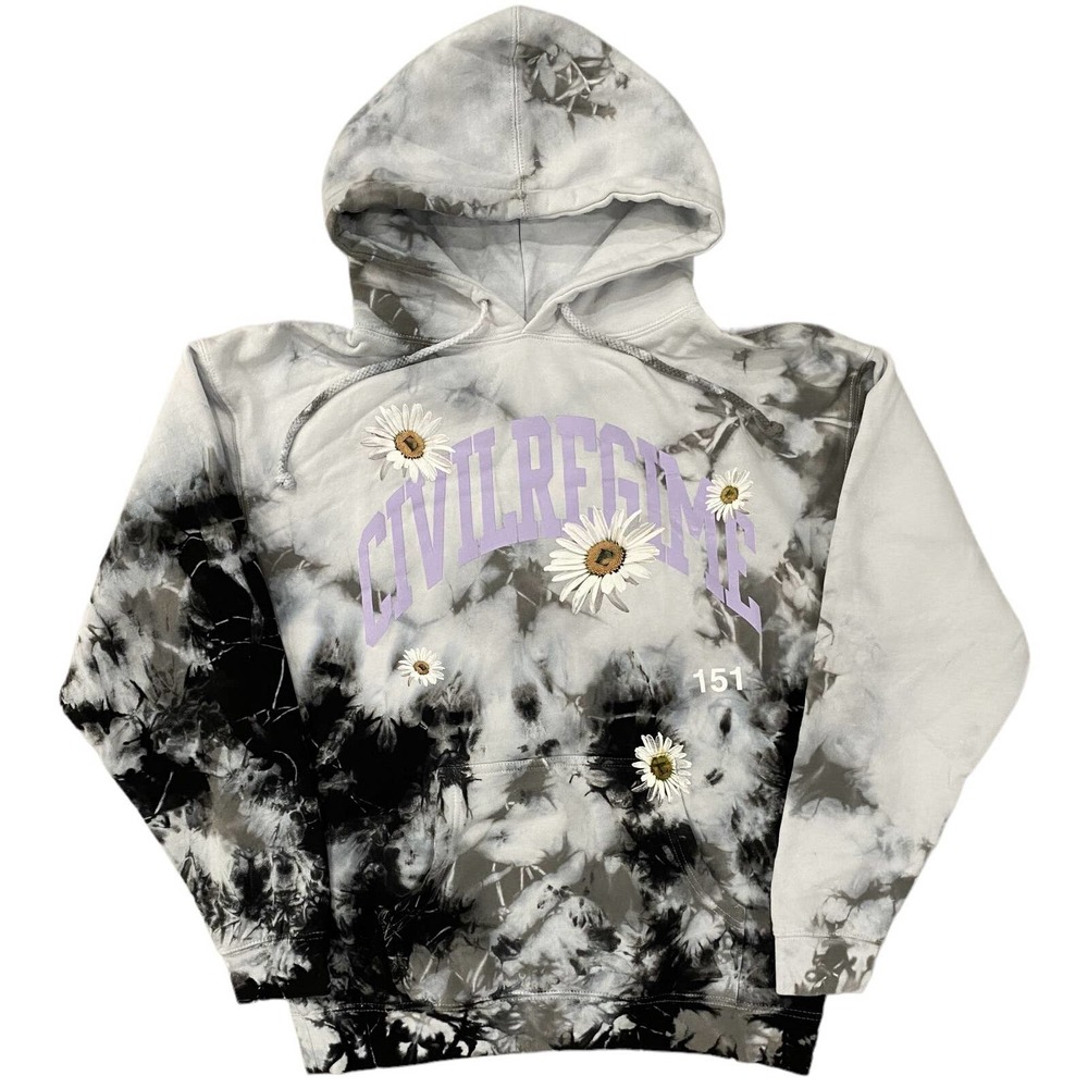 Civil Regime by Darc Sport Women's Wild Daisies Tie Dye Wash Hoodie Sweatshirt